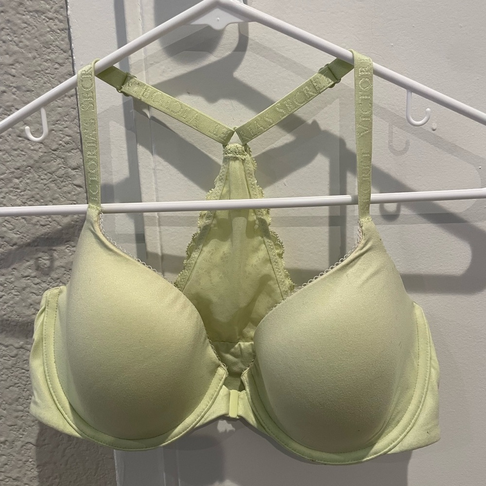 Victoria's Secret Lightly Lined Lace Racerback Demi Bra (Pastel Green) 32DD